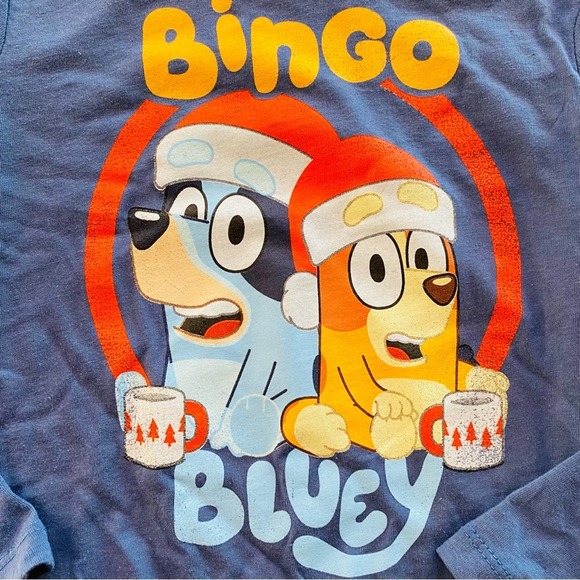 Bluey | Christmas Hot Coco Bingo Bluey Lonf Sleeve T-shirt NWT 5T - Picture 2 of 6